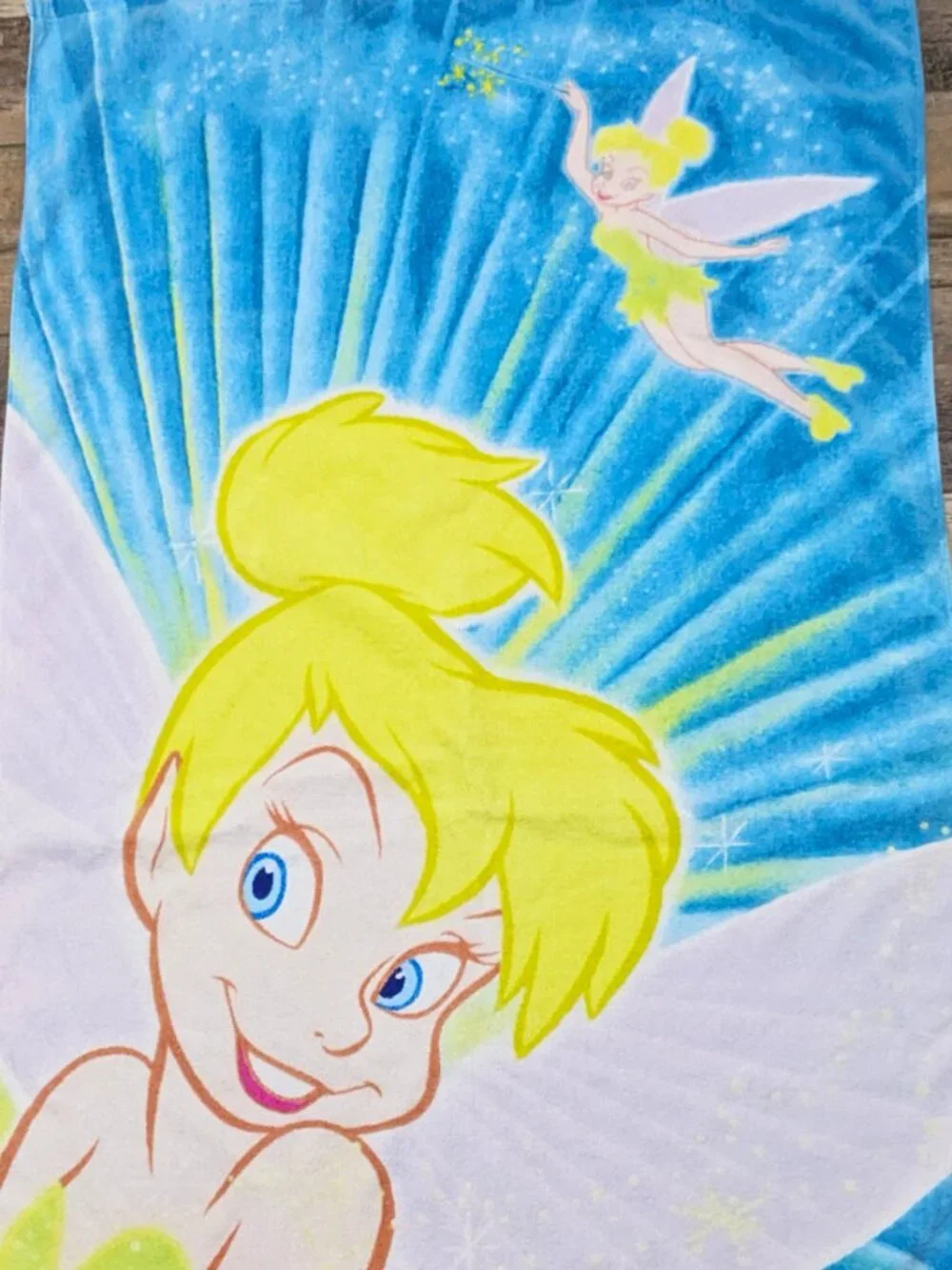 Disney Store Beach Towel Tinkerbell Bath VTG 90s 100% Cotton